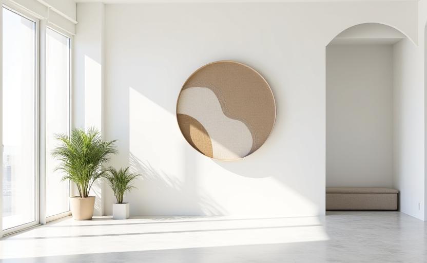 Ceramic wall art in a modern, minimalist interior
